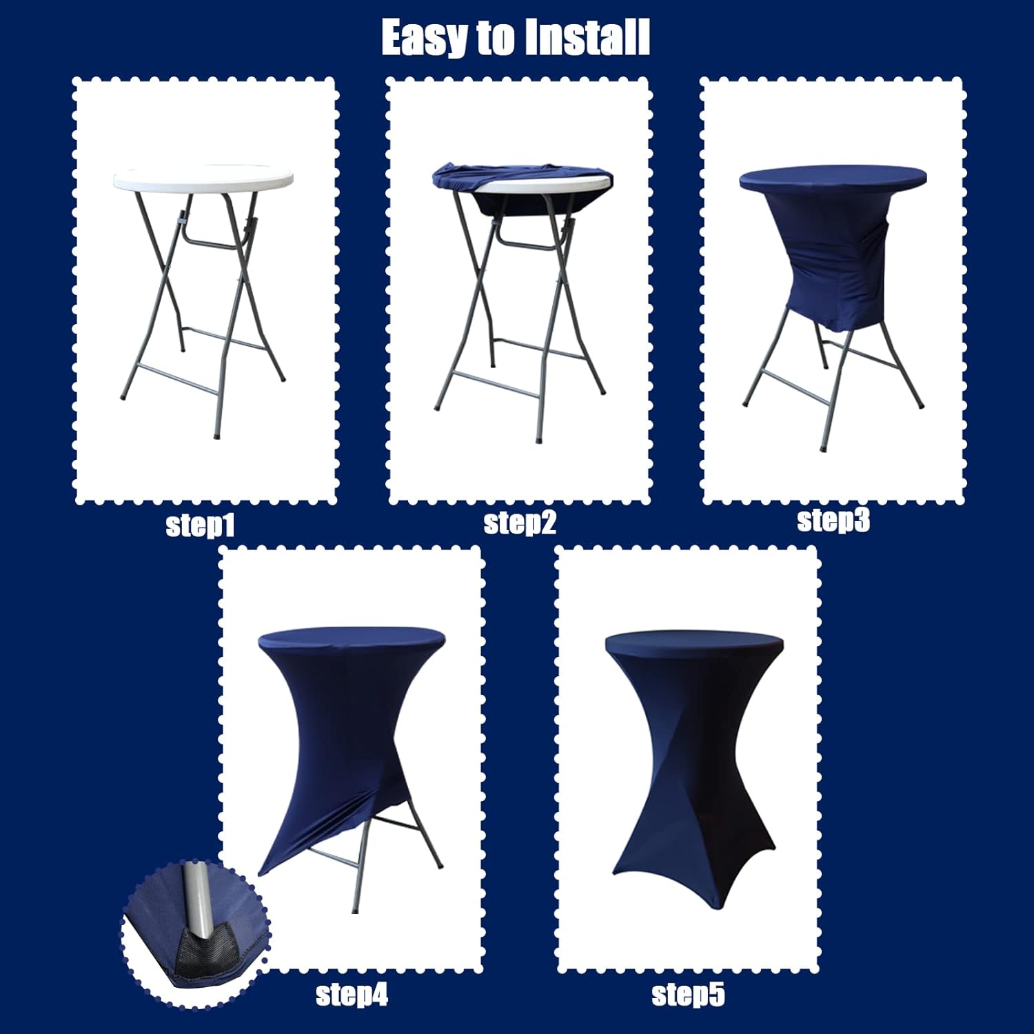 SUNTQ Stretch Black Spandex Cocktail Table Cover 32x43