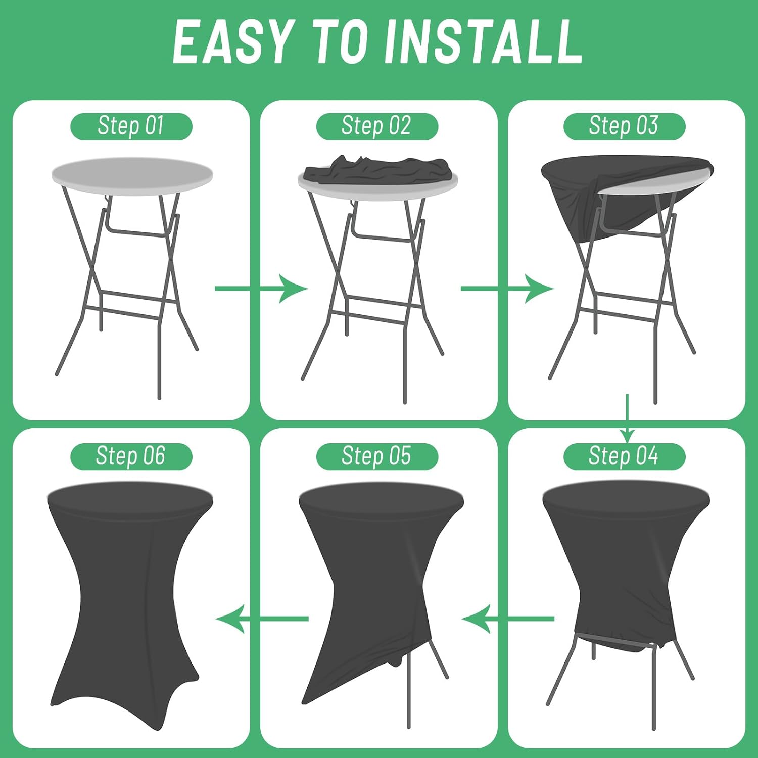 Rakila 2 Pack Spandex Cocktail Table Covers