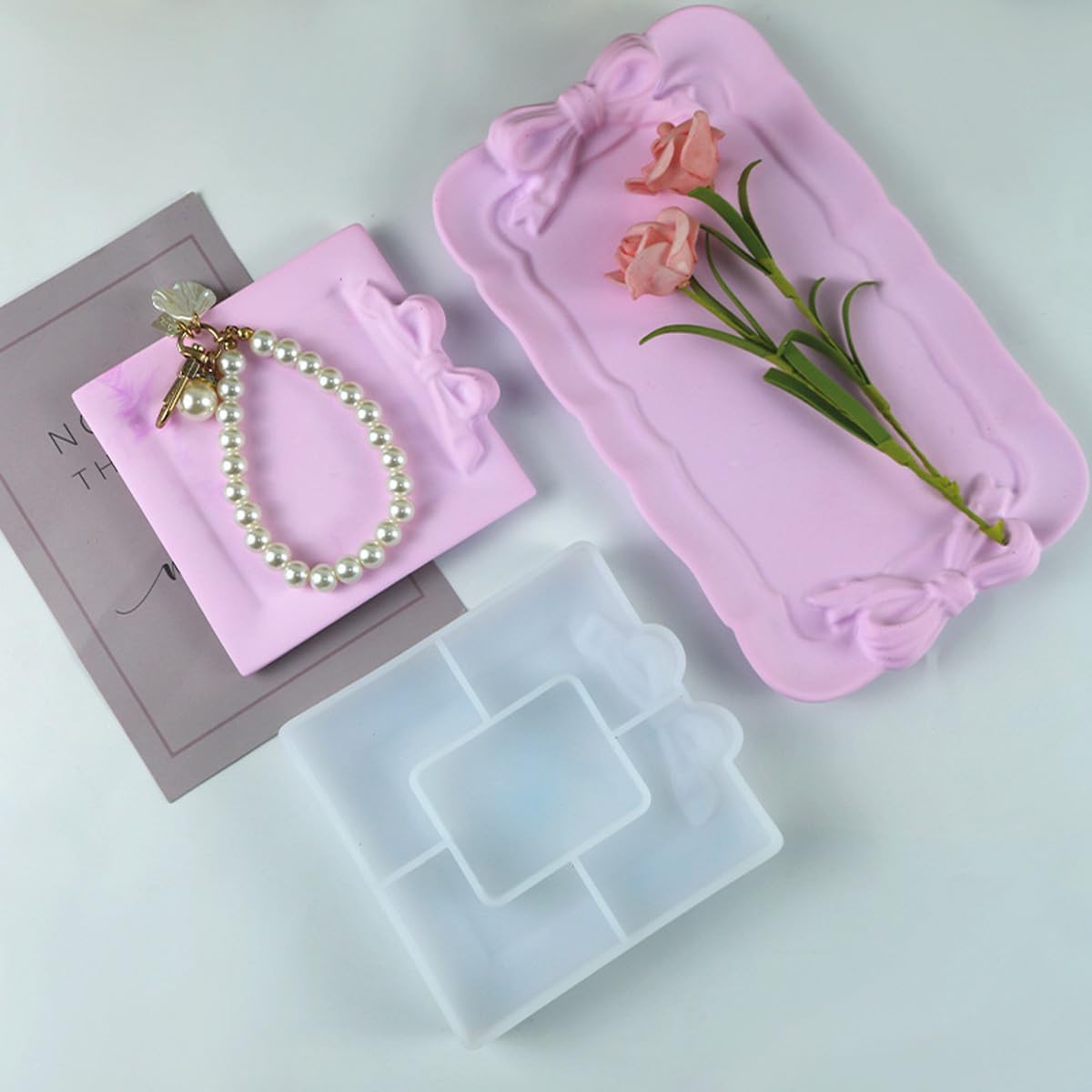 2 PCS Bow Resin Tray Molds for DIY Jewelry Display