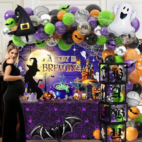 Halloween Baby Shower Decorations Kit with Arch and Balloons