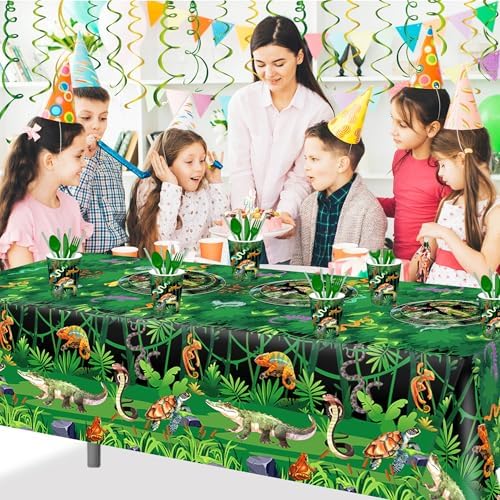 3 Pcs Reptile Swamp Tablecloth for Birthday Party Decor