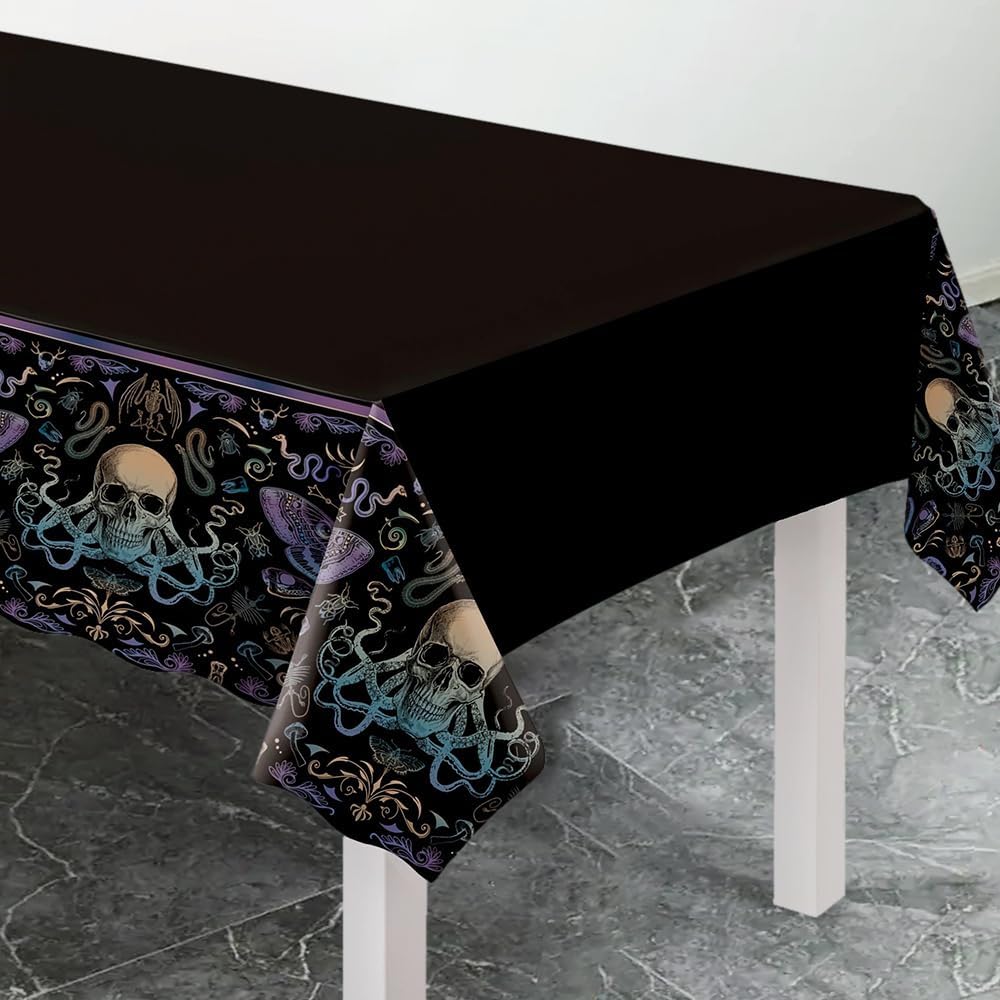 Amscan Dark Academia Plastic Table Cover 54x102