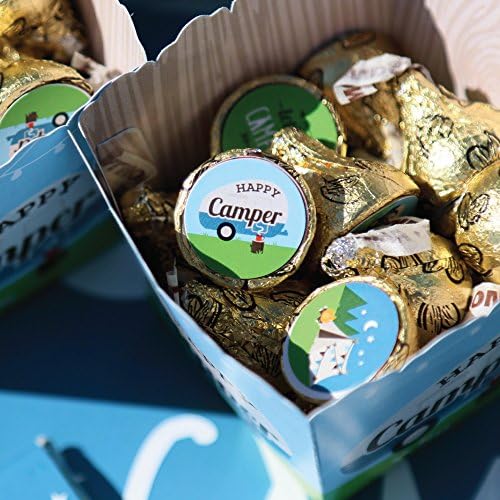 Happy Camper Round Candy Sticker Labels - 108 Stickers per Sheet