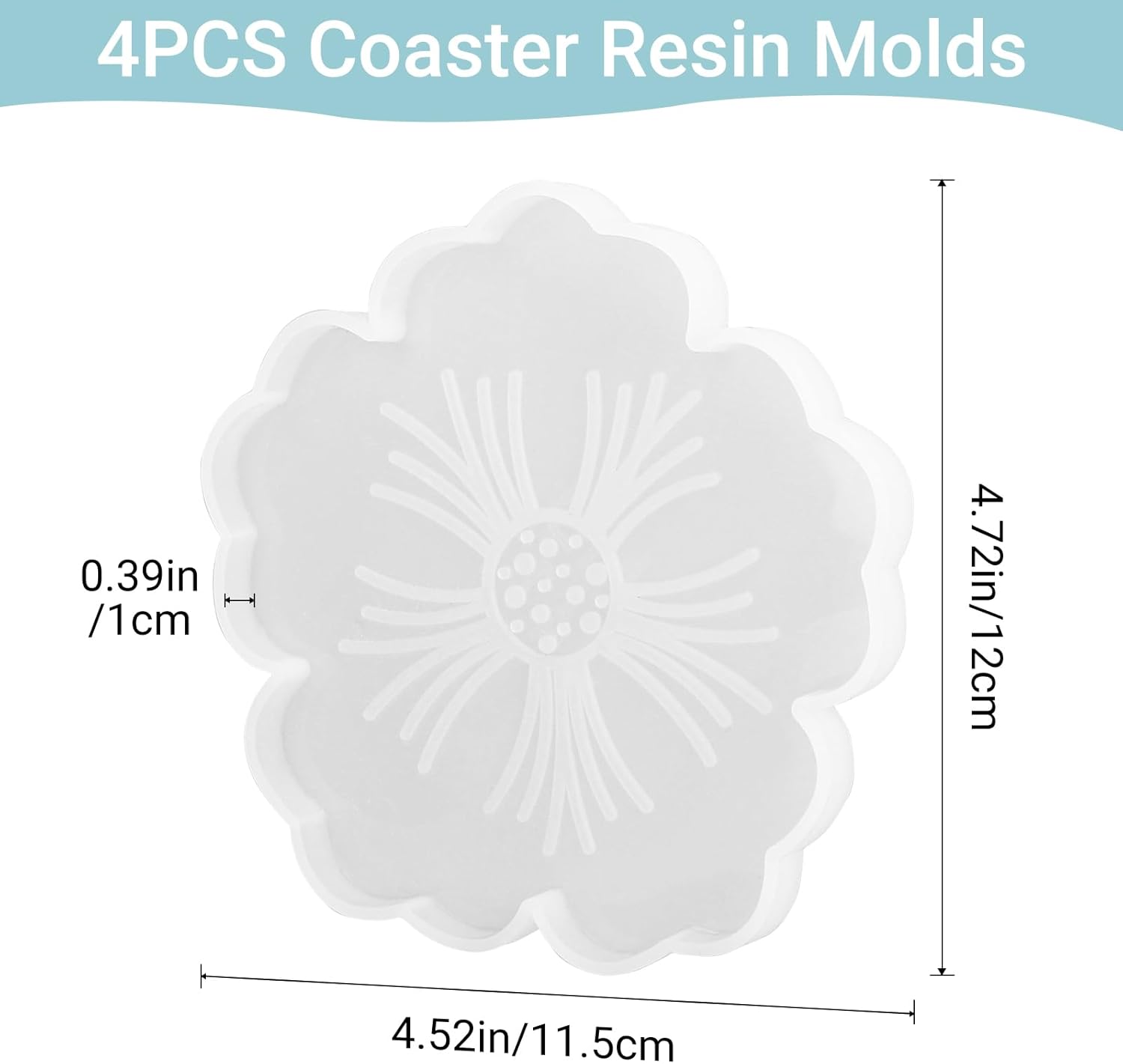 Gartful Flower Resin Coaster Molds 4PCS Set