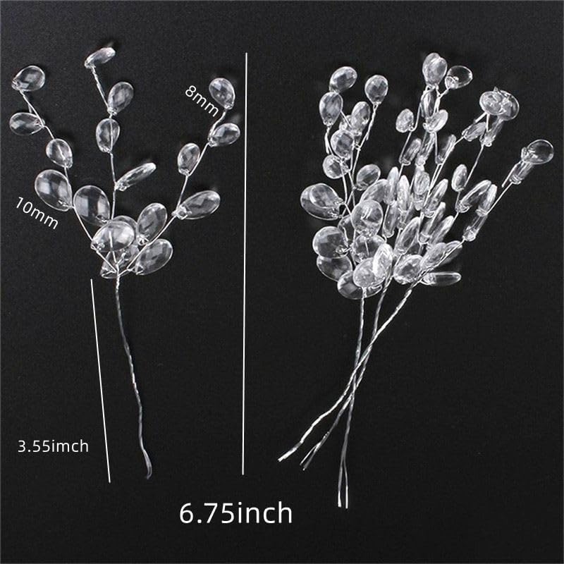30pack Acrylic Drop Bead Floral Picks with Soft Stems