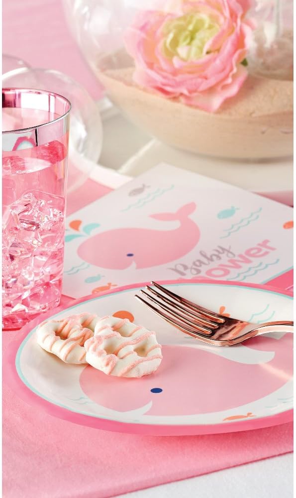 Creative Converting Border Print Tablecover Lil Spout Pink