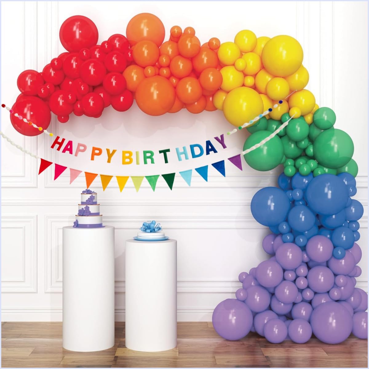 HOUSE OF PARTY Rainbow Balloon Arch Kit 135 Pcs Felt Banner