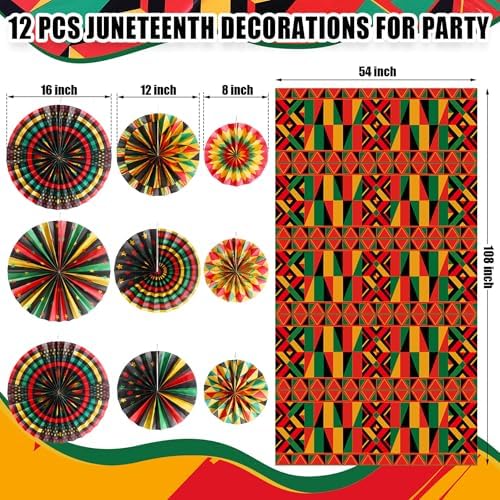 Frienda Juneteenth Party Decor Set with Fans and Tablecloths