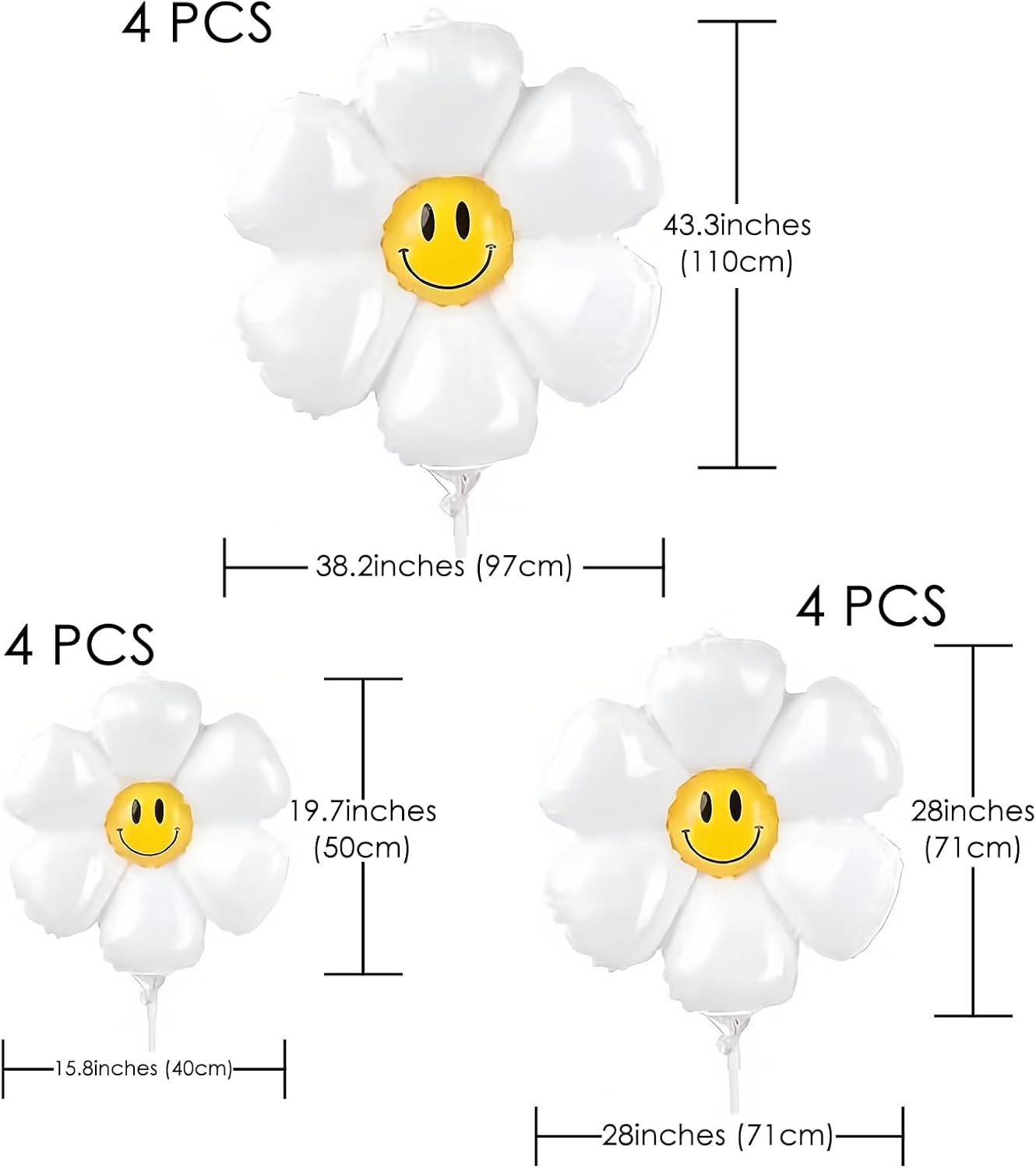 12PCS Smiley Daisy Flower Balloons for Birthday