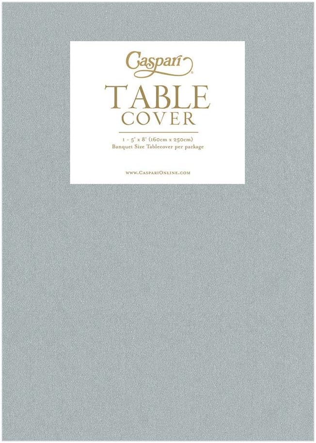Caspari Silver Paper Linen Table Cover 5x8