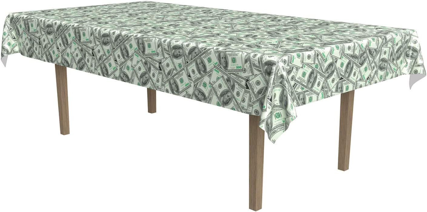 Beistle Big Bucks Rectangular Table Cover Casino Theme