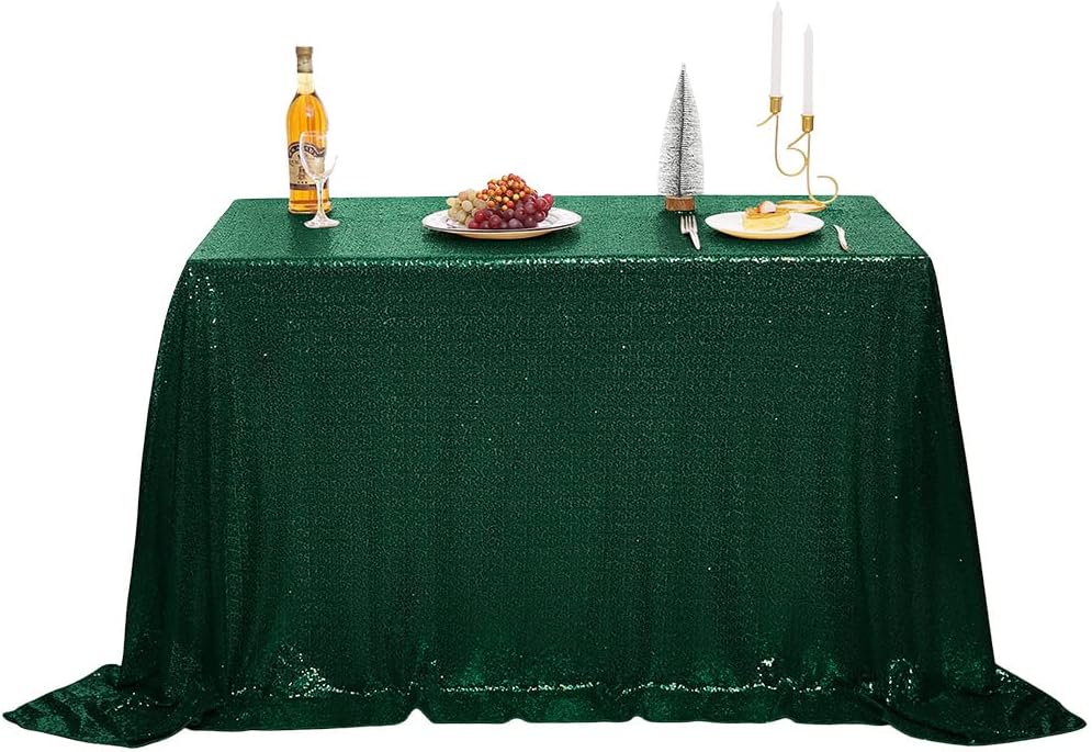 Nanbowang Dark Green Sequin Rectangular Tablecloth 50x50