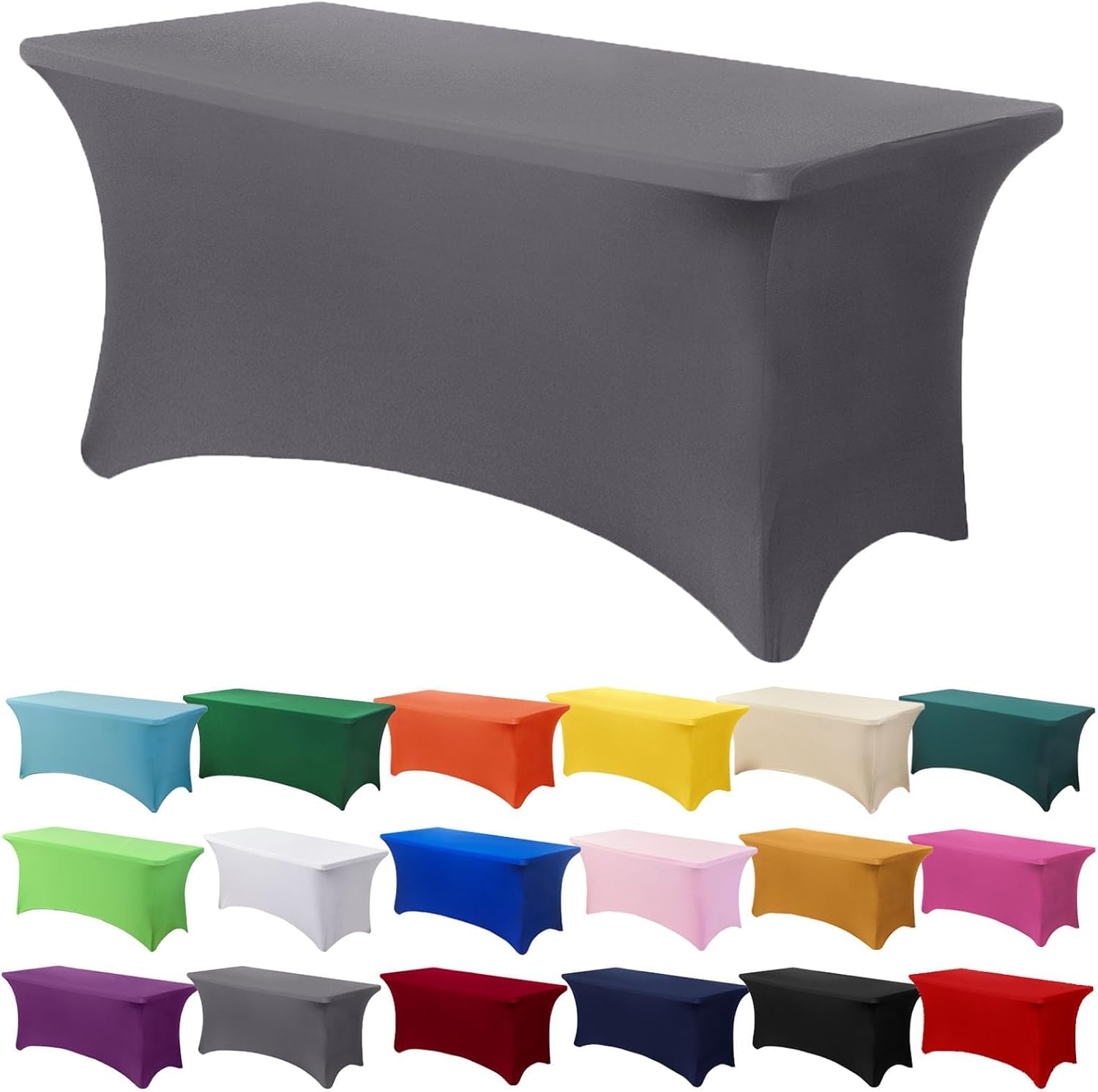 6FT Spandex Stretch Table Cover - Gray Universal Fit for Events and Parties