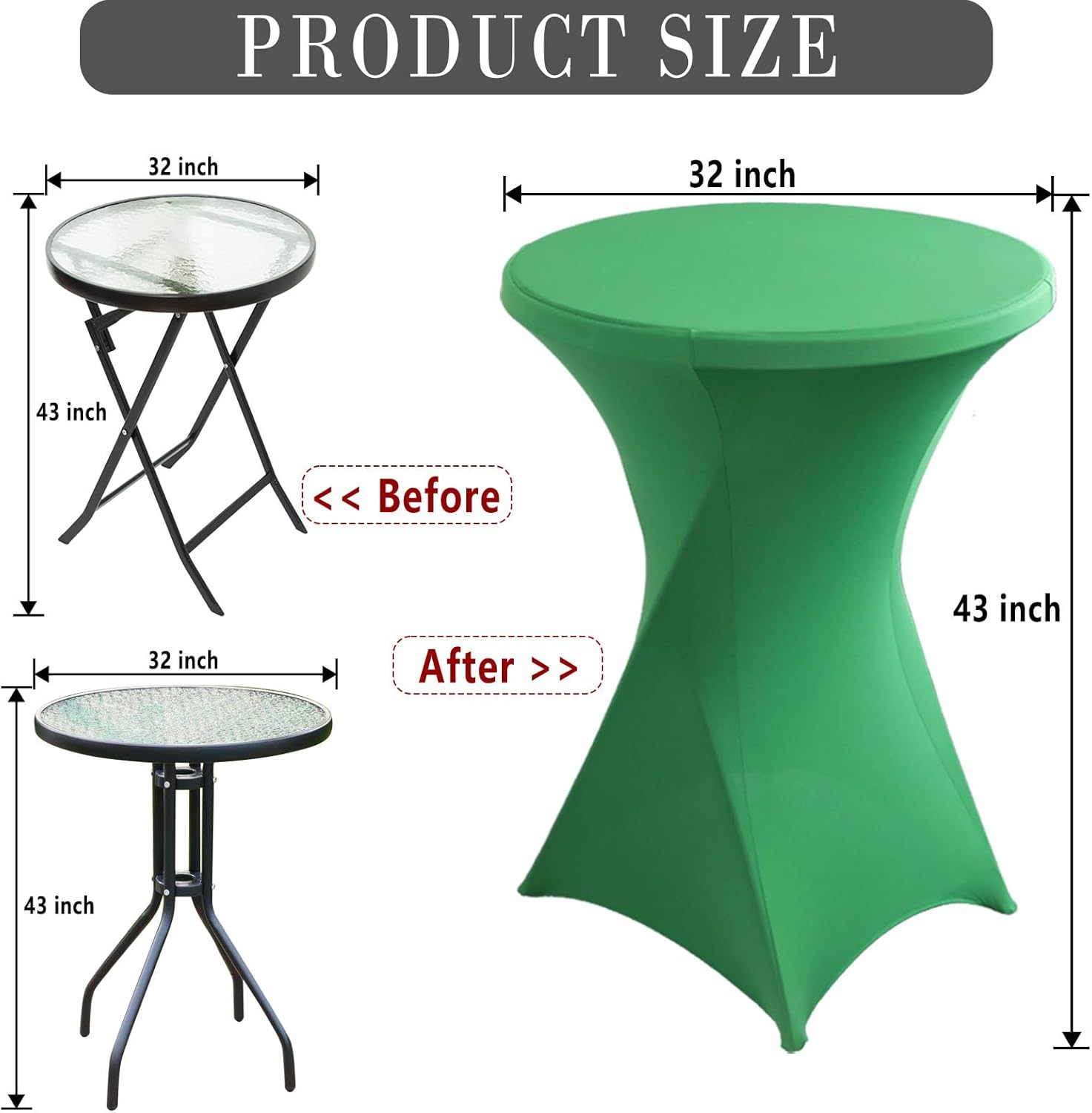 Rakila 2 Pack Spandex Cocktail Table Covers