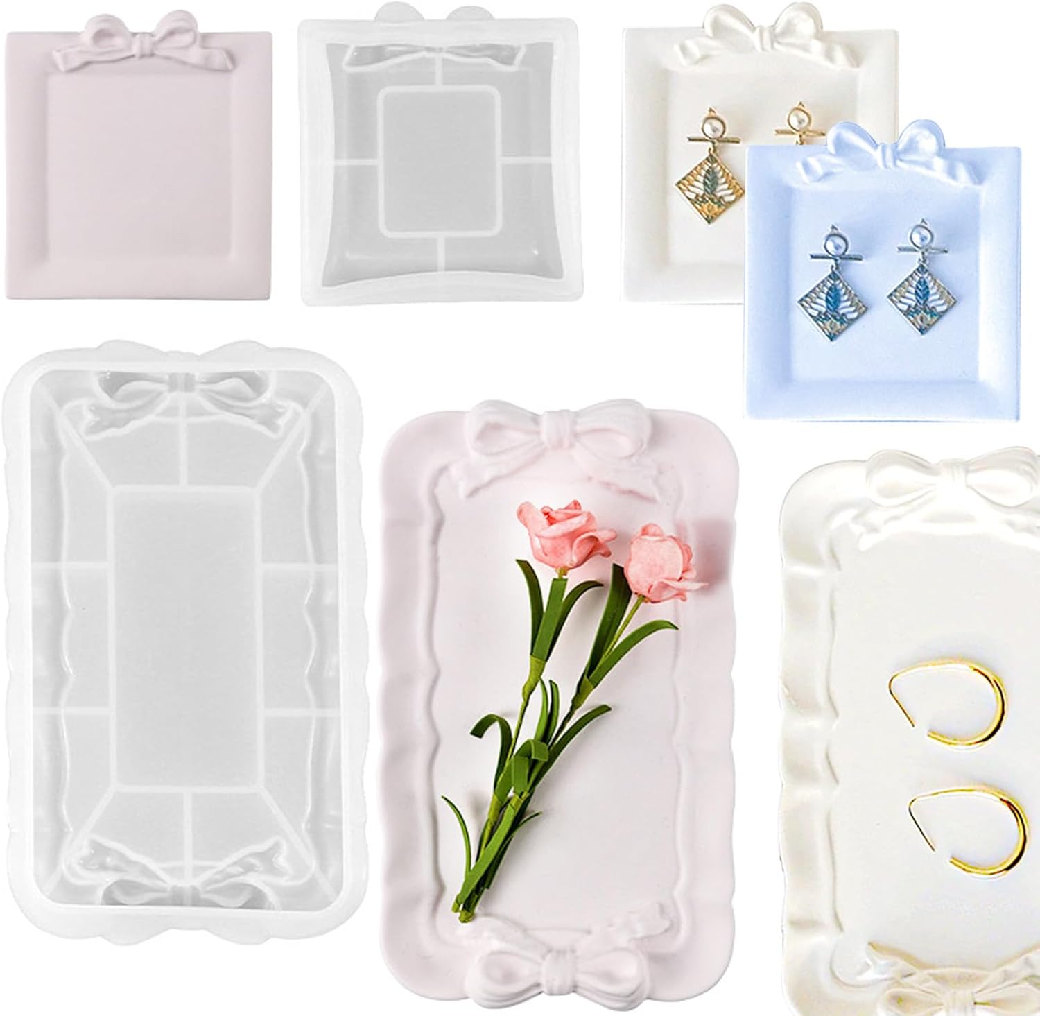 2 PCS Bow Resin Tray Molds for DIY Jewelry Display