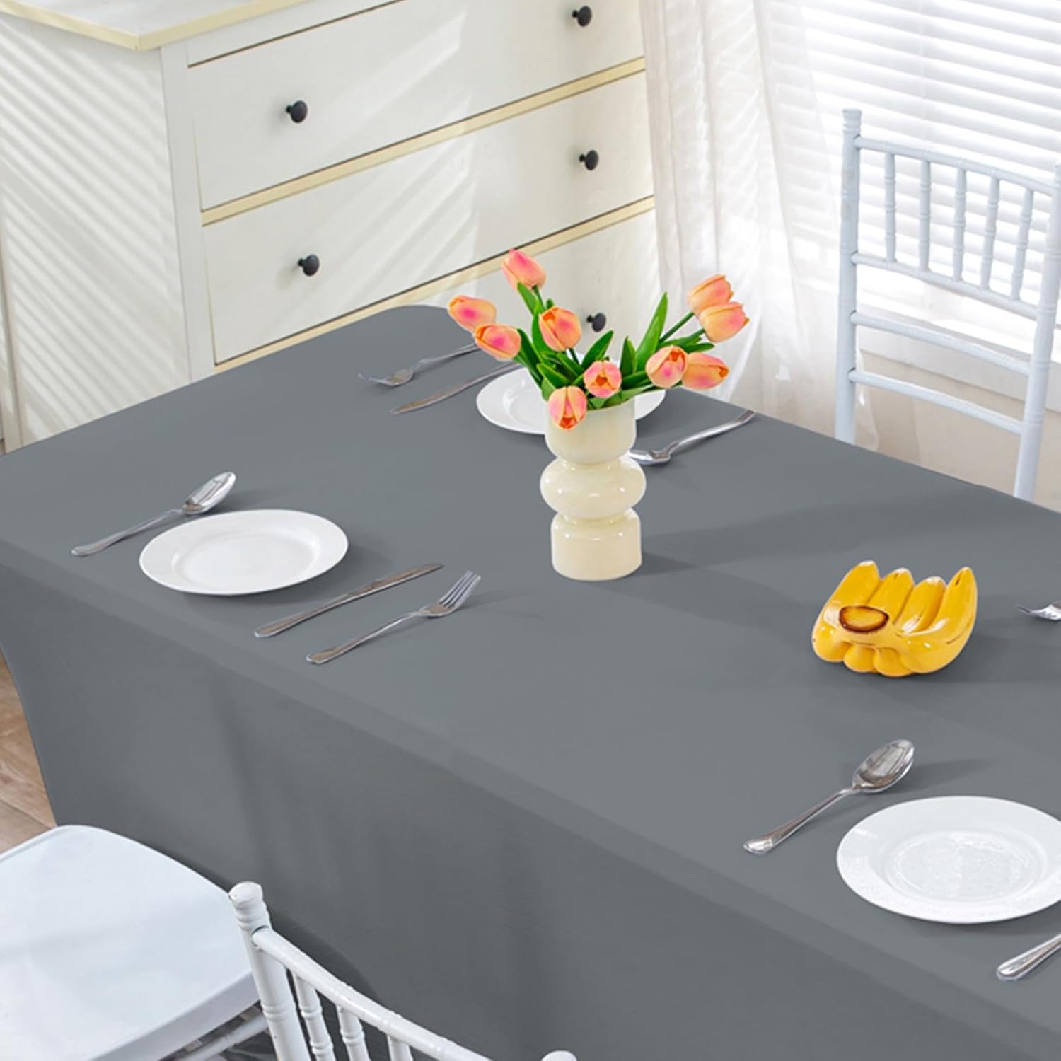 HZDHCLH Spandex Tablecloth 2 Pack 6FT Elastic Fitted Protector