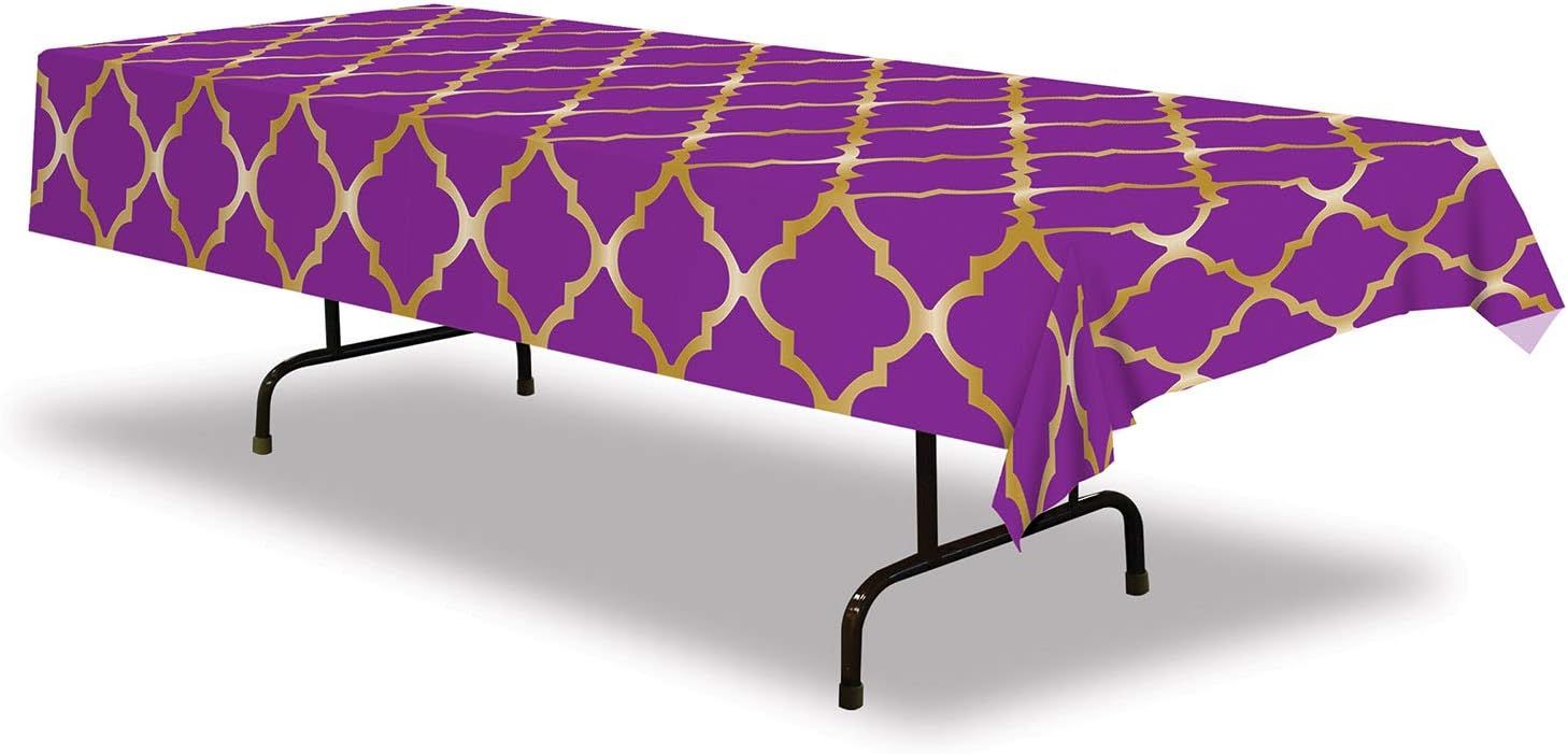 Beistle Purple Lattice Plastic Tablecover 54x108