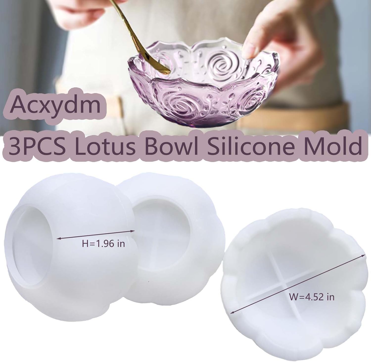 3PCS Flower Bowl Resin Mold for DIY Projects