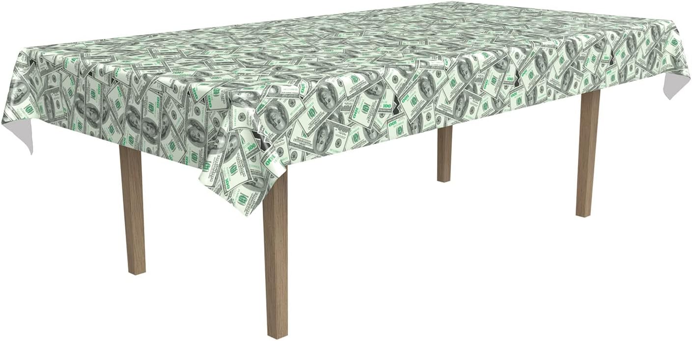 Beistle Big Bucks Rectangular Table Cover Casino Theme