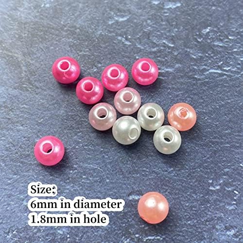 Pearl Beads 800 Pcs 6mm Round Spacer Beads for Jewelry DIY Crafting