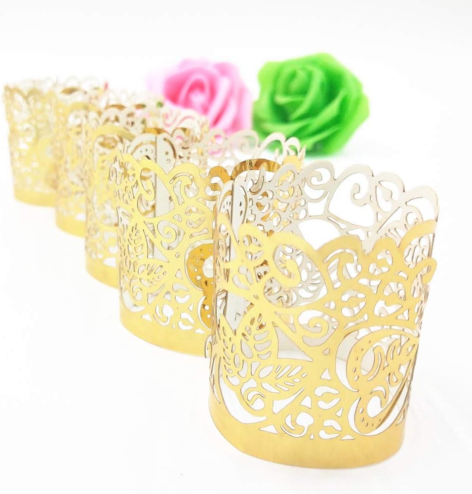 Candle Wraps 50PCS Flameless Tea Light Decorative Holders Gold