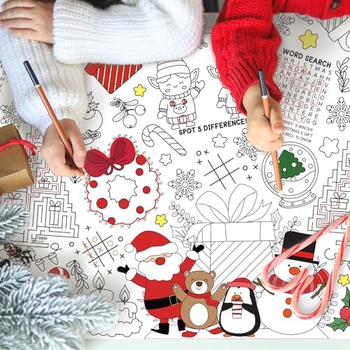 Gatherfun Christmas Coloring Tablecloth with Poster 54x88in