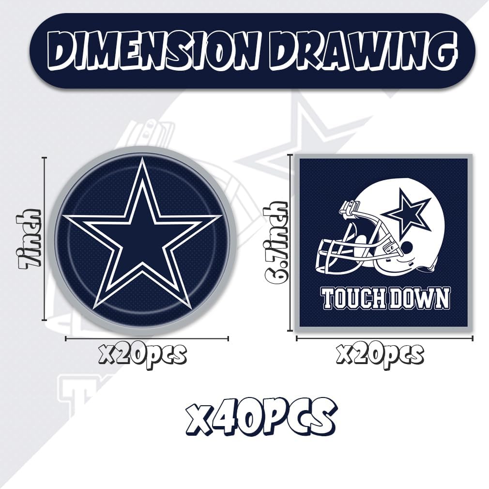 40Pcs Football Party Decorations Plates and Napkins Set