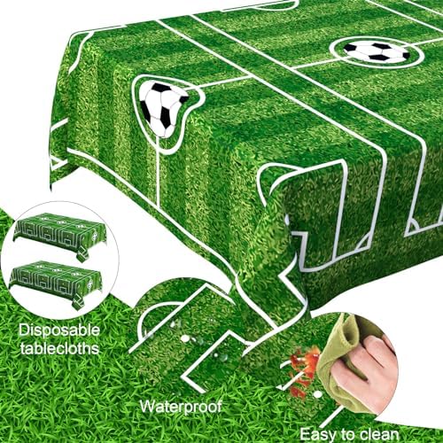 2 Pack Soccer Themed Tablecloths 54x108 In