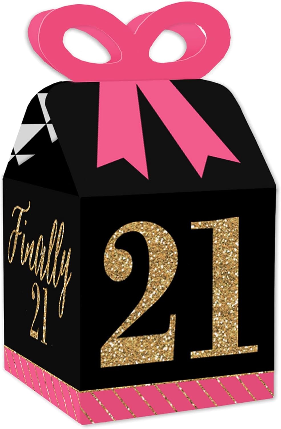 Big Dot of Happiness 21st Birthday Bow Boxes Set of 12