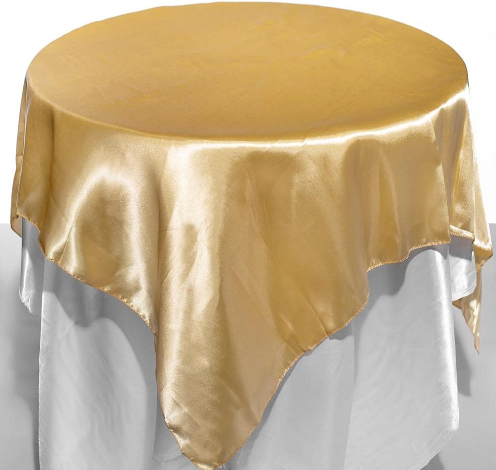 Andersons Gold Satin Square Table Cover 58 Inches Wedding Tablecloths