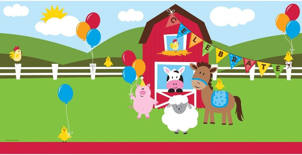 Farmhouse Fun Plastic Tablecover 54 x 108 Multicolor