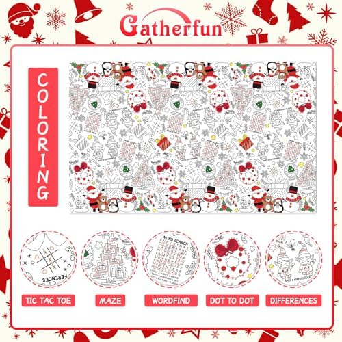 Gatherfun Christmas Coloring Tablecloth with Poster 54x88in