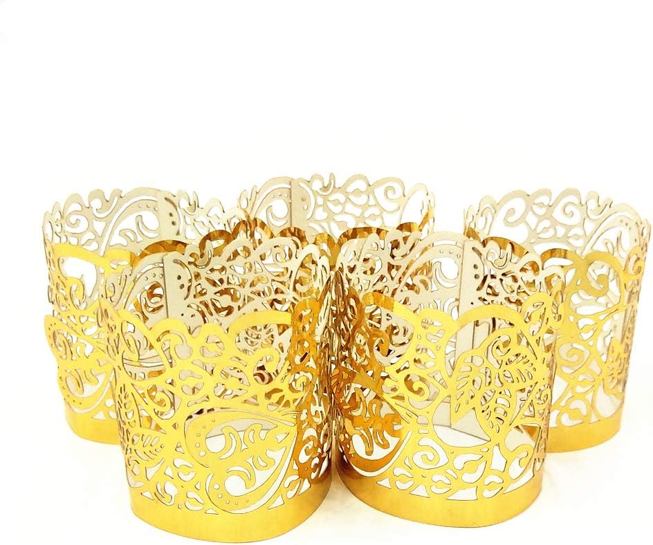Candle Wraps 50PCS Flameless Tea Light Decorative Holders Gold