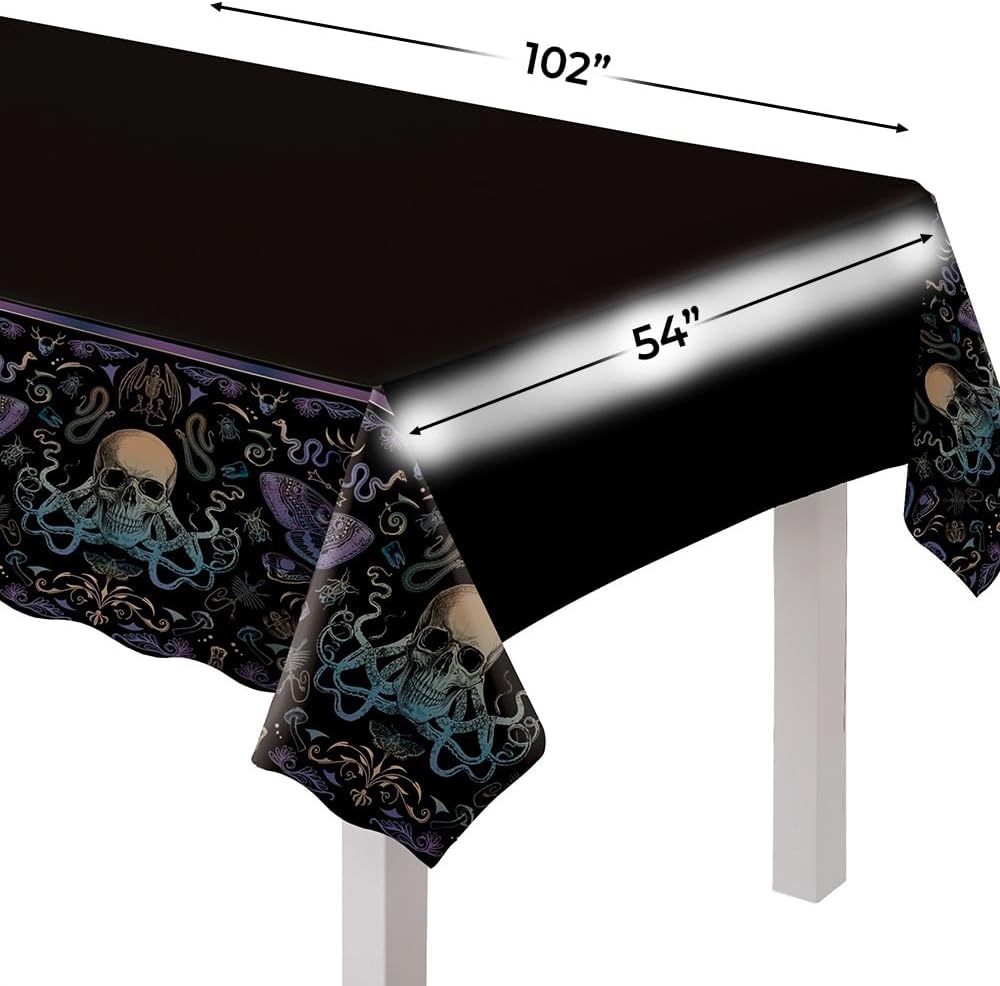 Amscan Dark Academia Plastic Table Cover 54x102