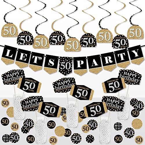 Big Dot of Happiness 50th Birthday Gold Party Decor Kit