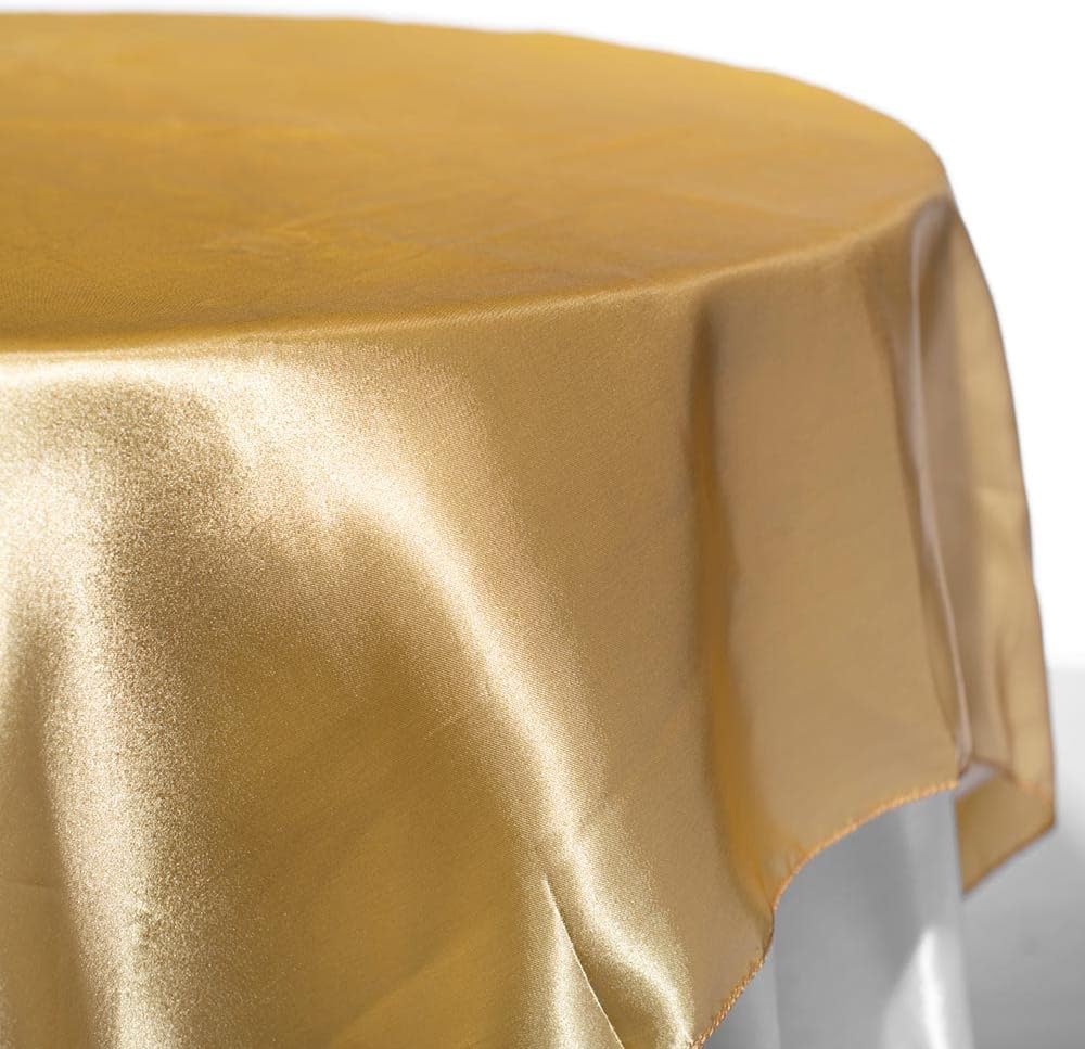 Andersons Gold Satin Square Table Cover 58 Inches Wedding Tablecloths
