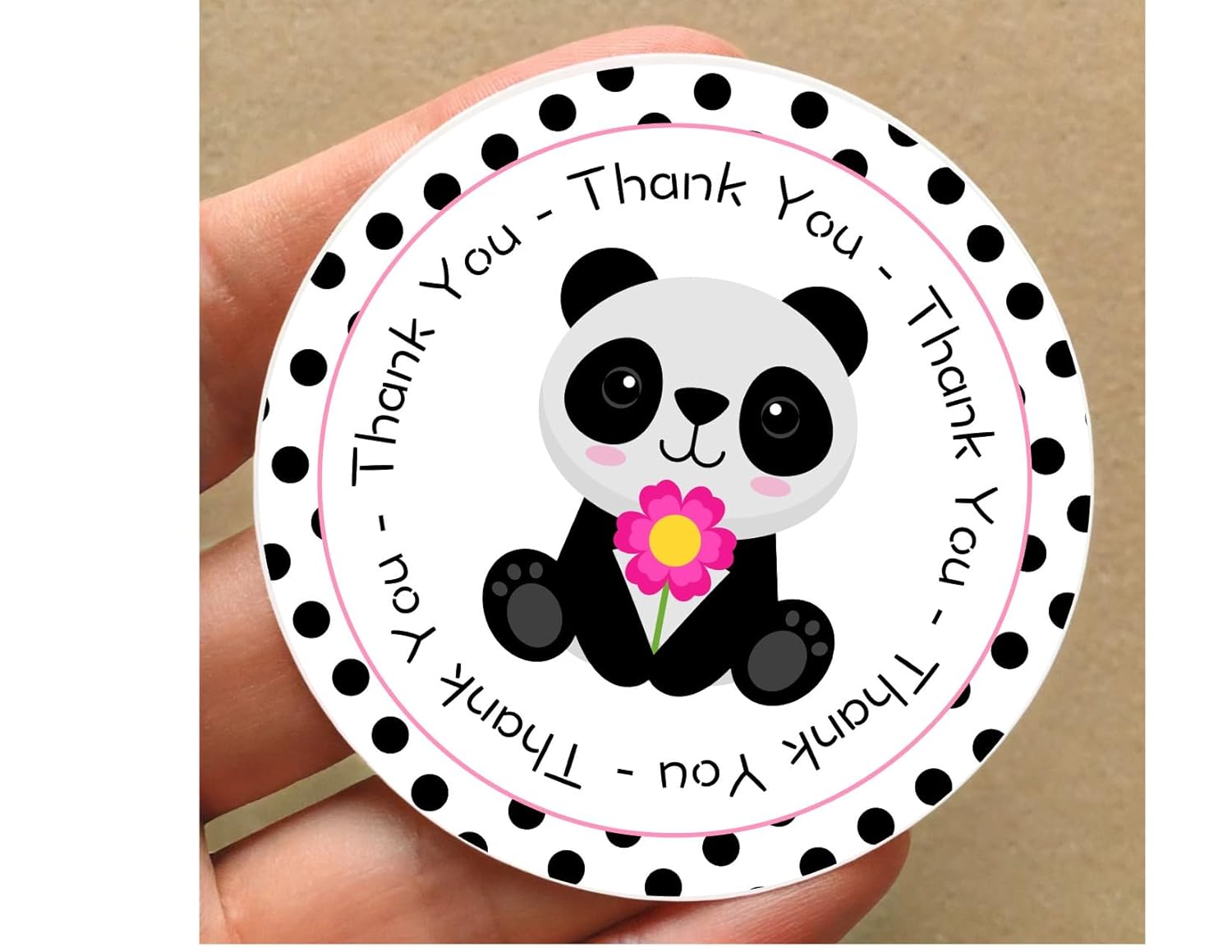 Pink Panda Thank You Stickers 24 pcs Party Decor