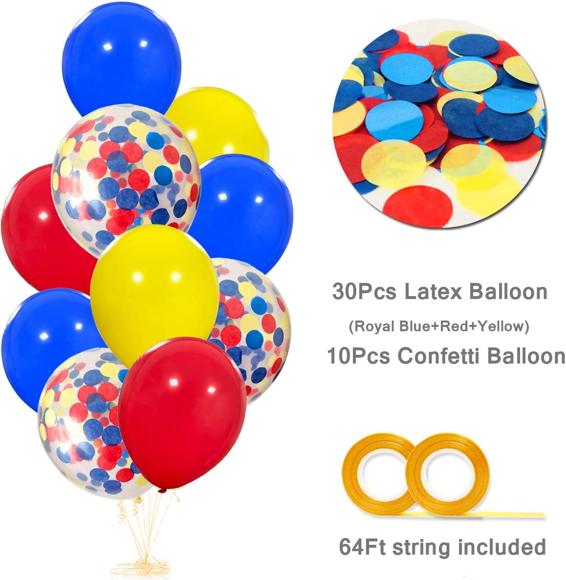 Paw Party Balloons 40 Pack 12 Inches Red Yellow Royal Blue