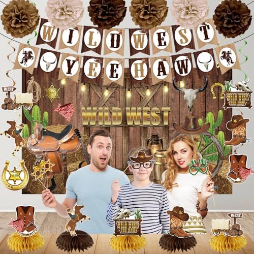 24PCS Western Cowboy Party Decorations Kit