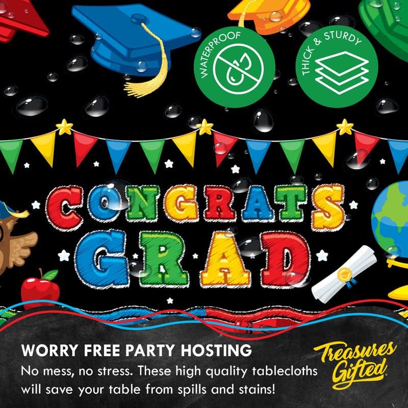 Treasures Gifted Kindergarten Graduation Tablecloth 54x108 Pack of 3
