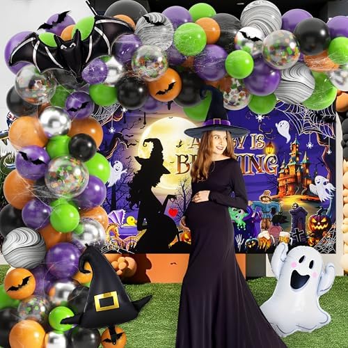 Halloween Baby Shower Decorations Kit with Arch and Balloons