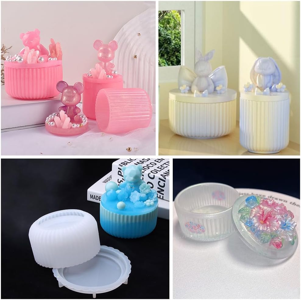 BIGEBO 2PCS Jar Resin Mold with Lid