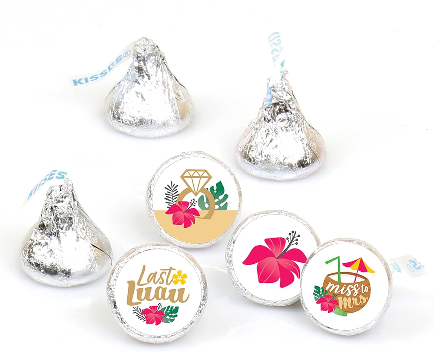 Big Dot of Happiness Last Luau Round Candy Stickers - 108 per Sheet