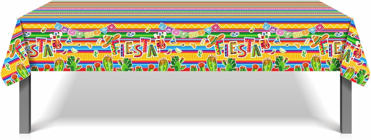 YVAINE 3 Piece Mexican Fiesta Tablecloths 51x86 Inch