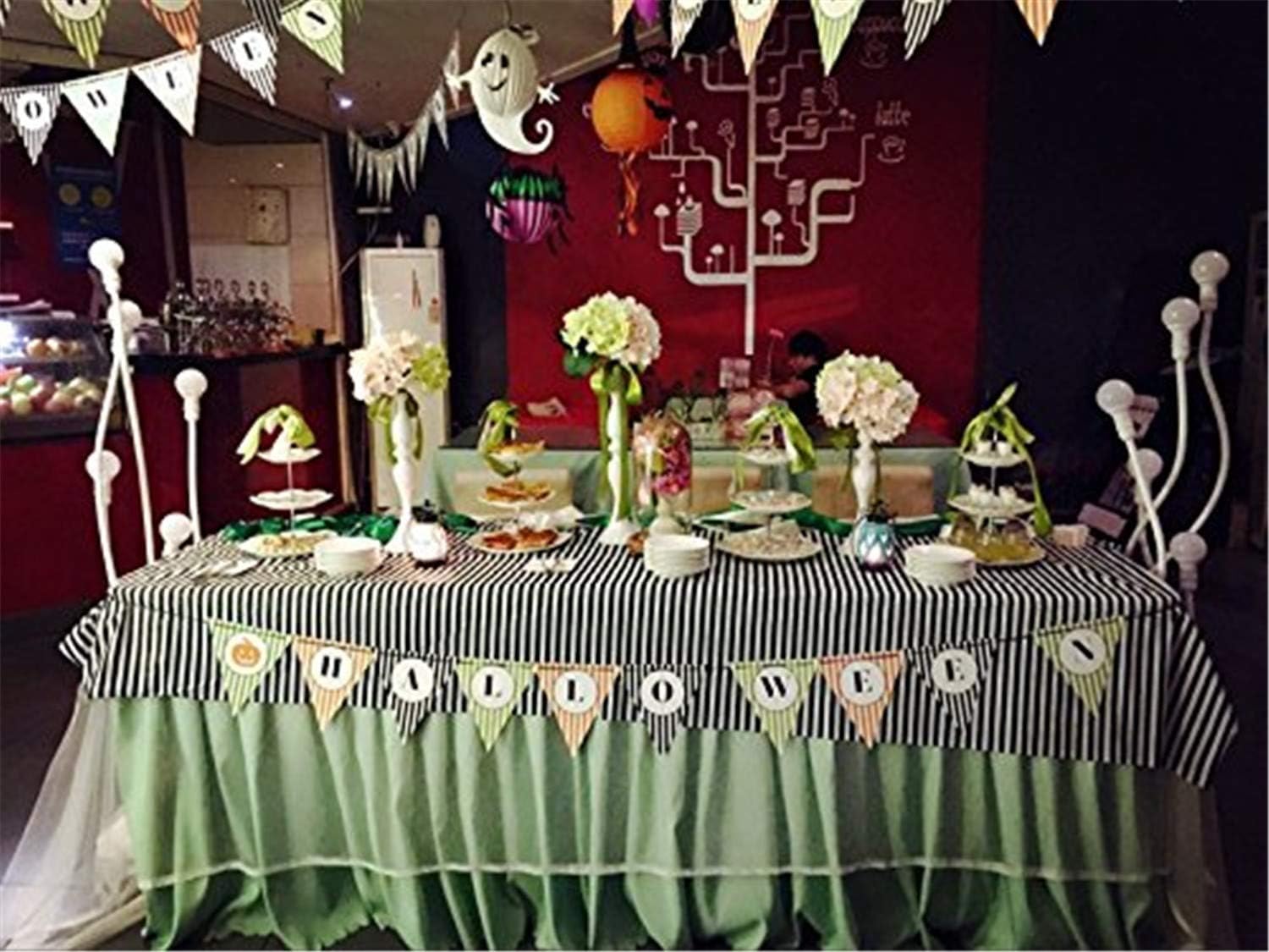 6 Pcs Disposable Black White Stripe Plastic Tablecloths 108x54 Inch Rectangle Tablecovers