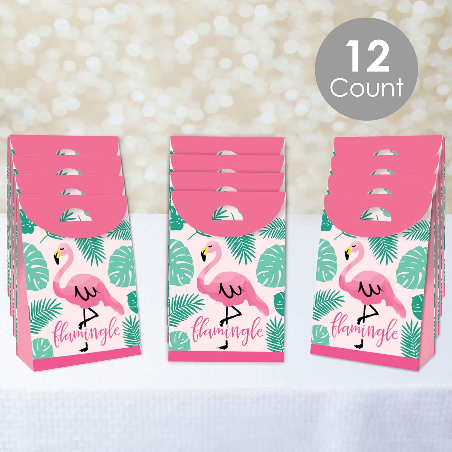 Big Dot of Happiness Pink Flamingo Party Favor Bag Set of 12