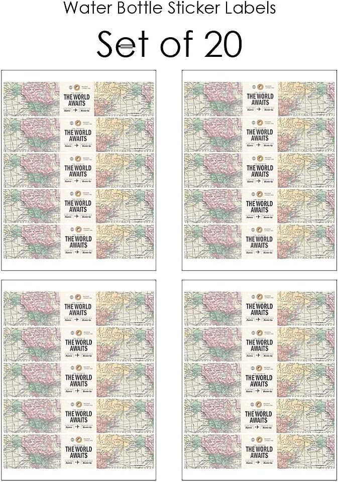 Big Dot of Happiness Travel Themed Water Bottle Stickers Set of 20