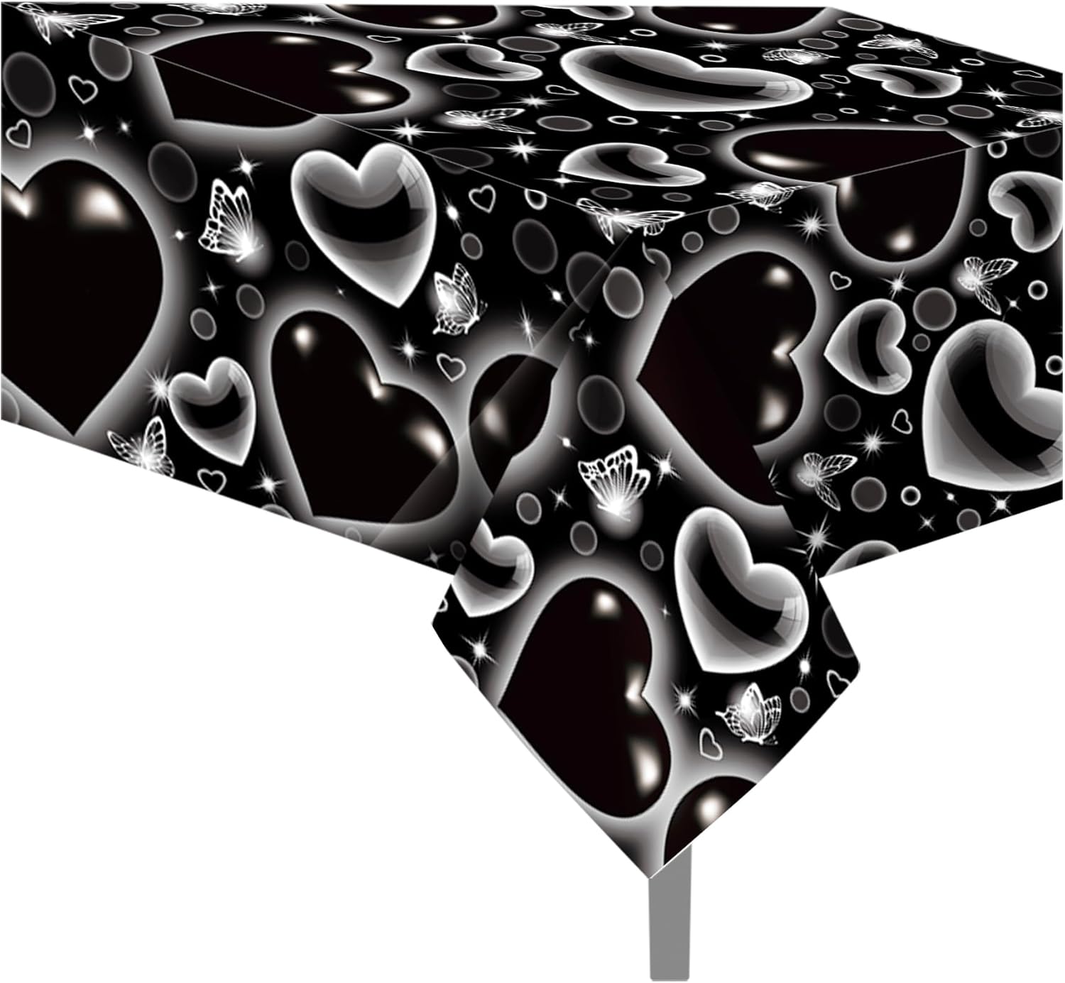 CC HOME Black Butterfly Heart Tablecloth 54x87 Inch