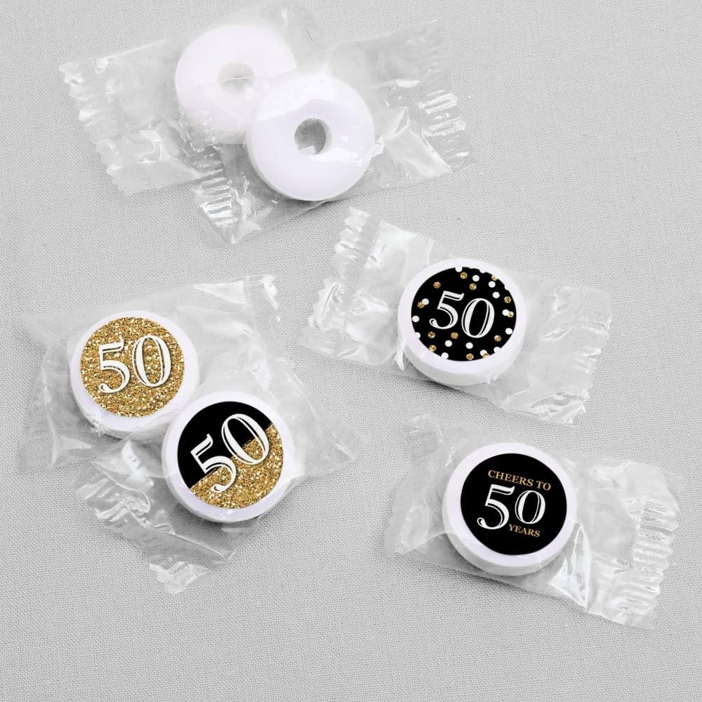 Big Dot of Happiness 50th Birthday Gold Candy Sticker Labels