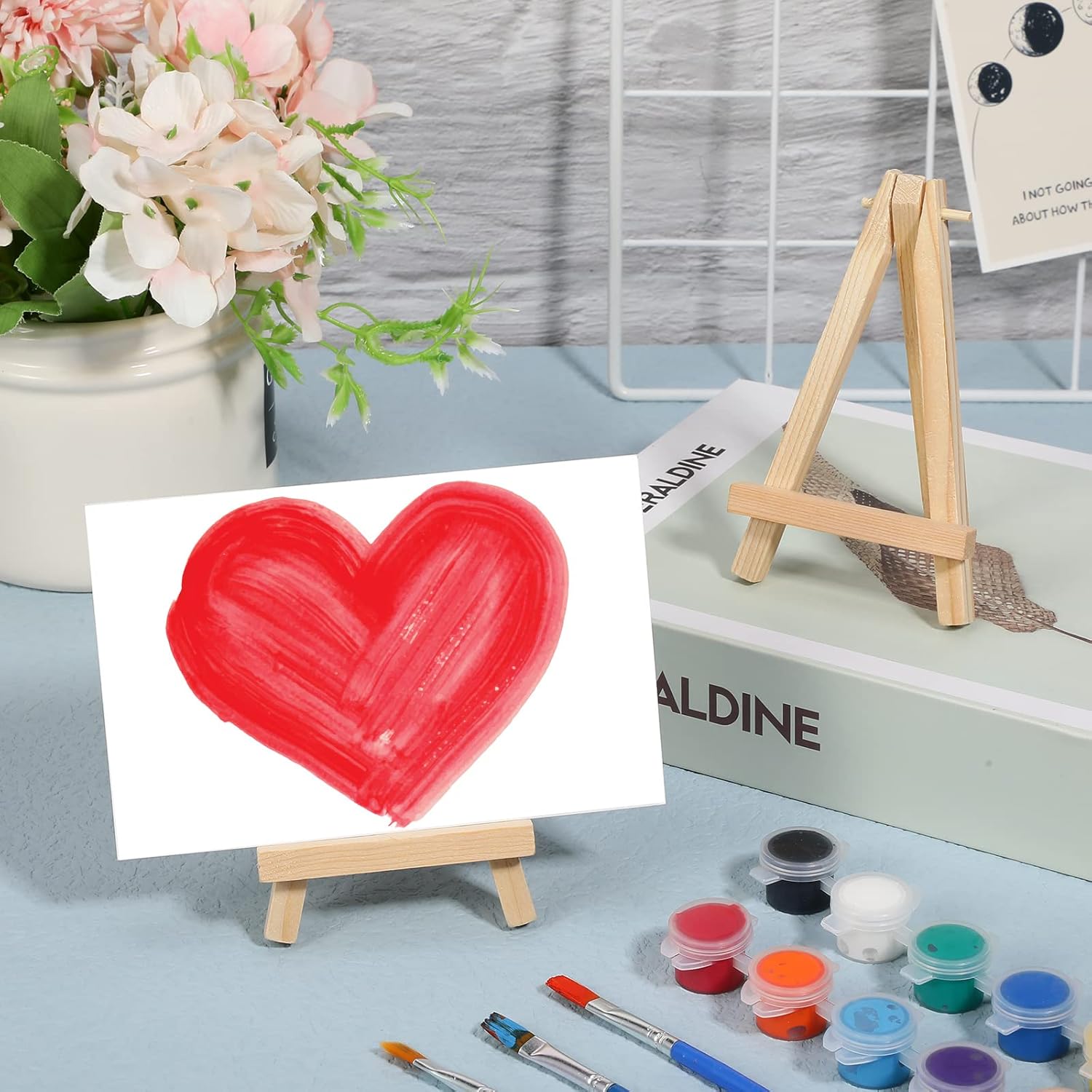 Thenshop 40 Pack 6 Inch Natural Wooden Mini Easel Stand